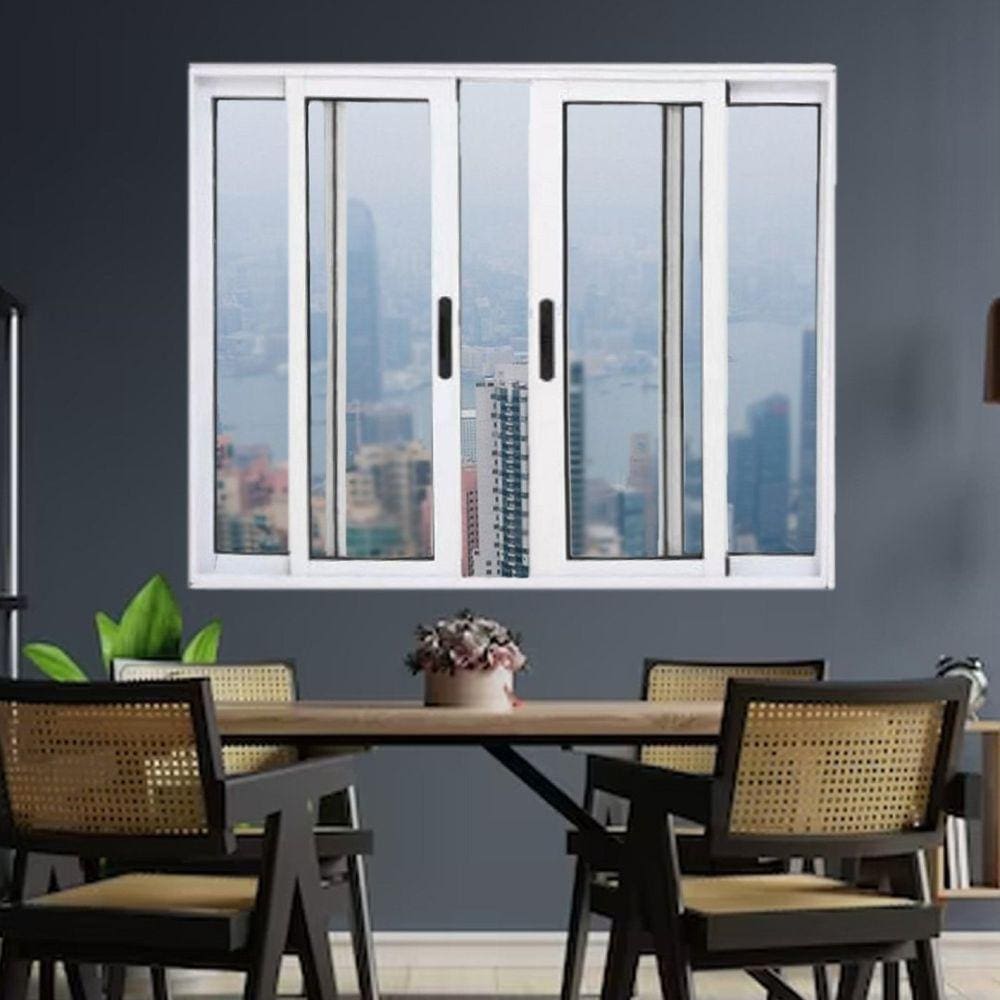 Janela Vitrô de Alumínio 4 Folhas 100 x 200cm Linha 25 Branco
