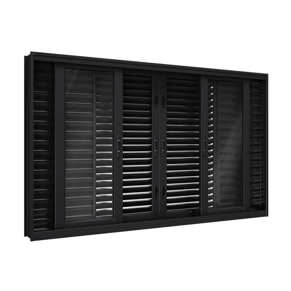 Janela de Aço Veneziana Flex 6 Folhas 100X150cm Facilitá Lucasa Preto