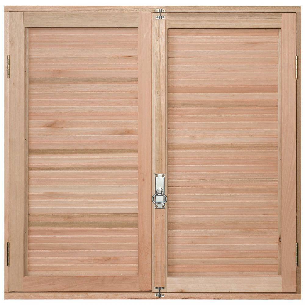 Janela de Madeira Veneziana 100x100cm Com Caixilho 8,5cm EWK 140 Rondosul Marroml