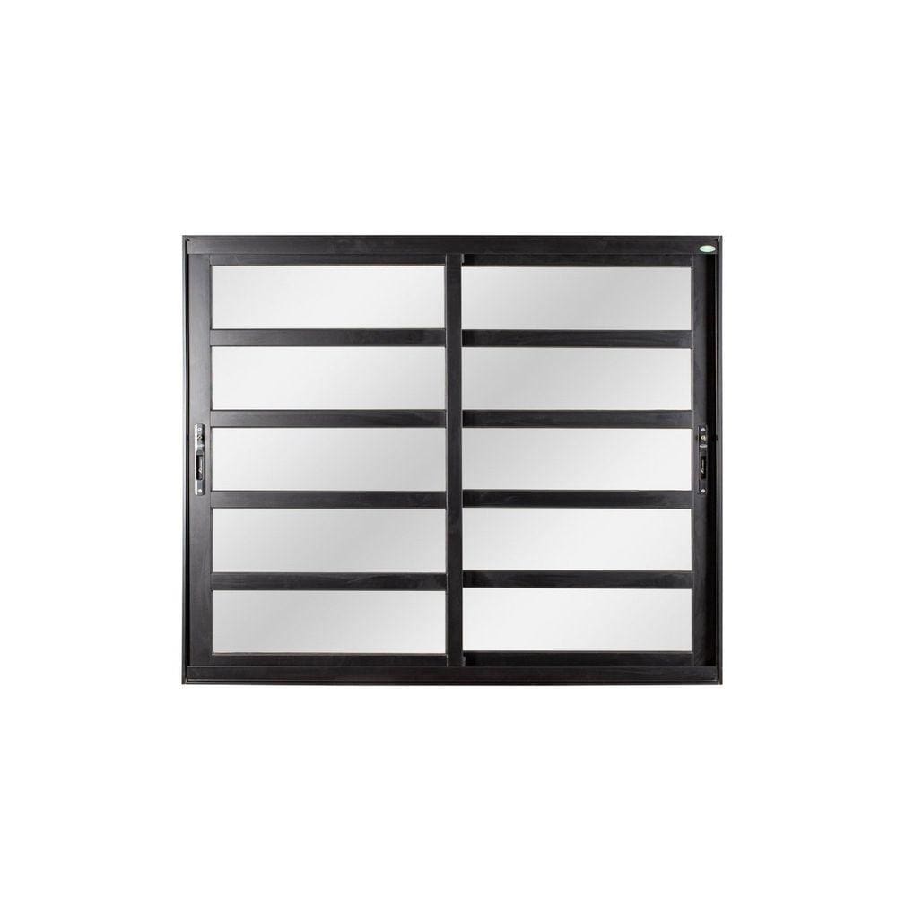 Janela de Alumínio de Correr 120x120x8cm 2 Folhas Móveis com Travessas Vidro Liso Topsul Esquadrisul