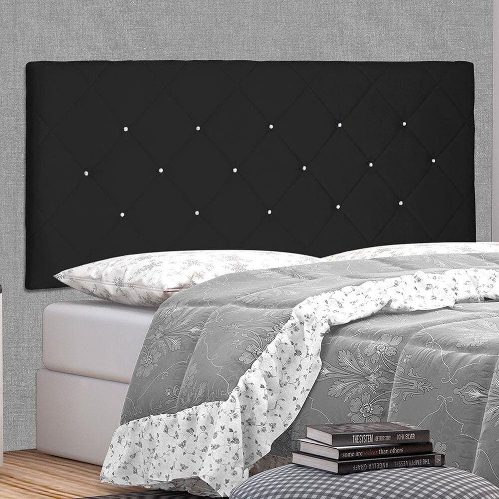Cabeceira Suspensa Casal 140cm Suede Tânia Spezzia Preto