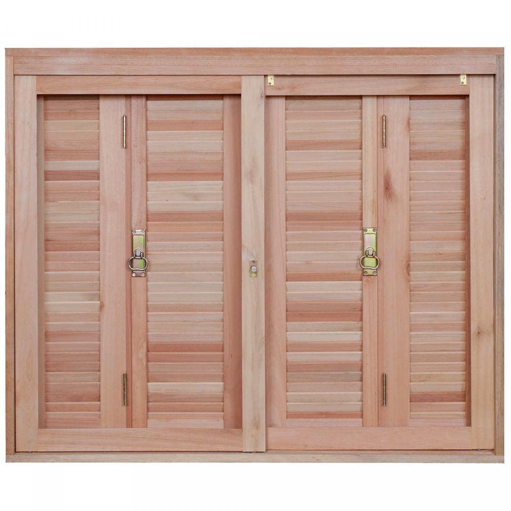 Janela de Madeira Veneziana 100x150cm Com Caixilho 12cm EWK 260 Rondosul Marroml