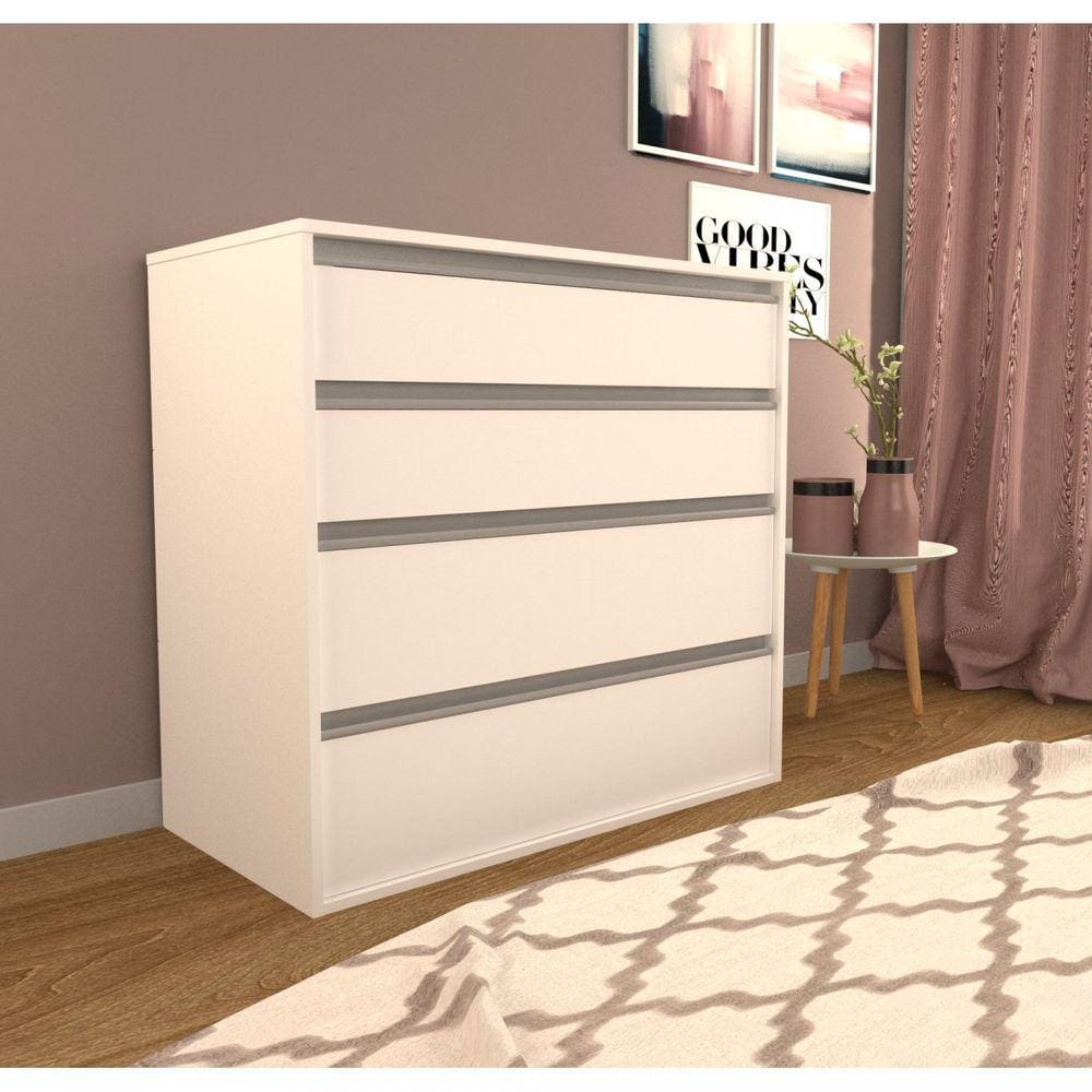 Cômoda 4 Gavetas 90cm Nova Mobile Branco