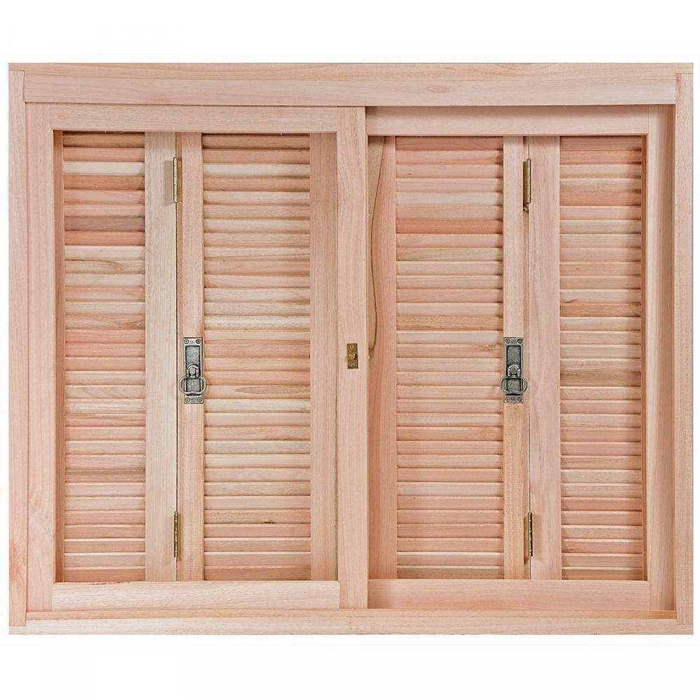 Janela de Madeira Pantográfica 100x120cm Com Caixilho 14cm EWK 360 Rondosul Marroml