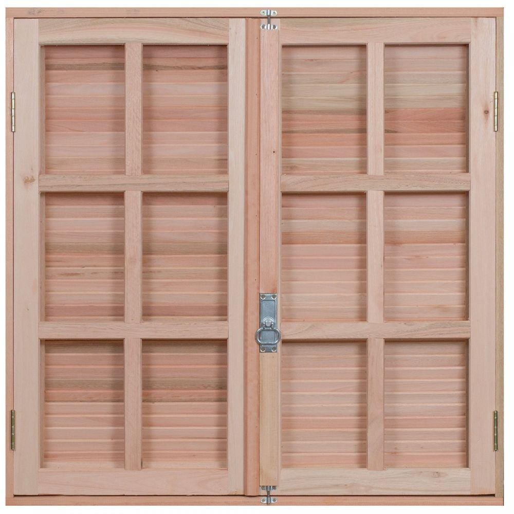 Janela de Madeira Veneziana 120x100cm Com Caixilho 8,5cm EWK 150 Rondosul Marroml