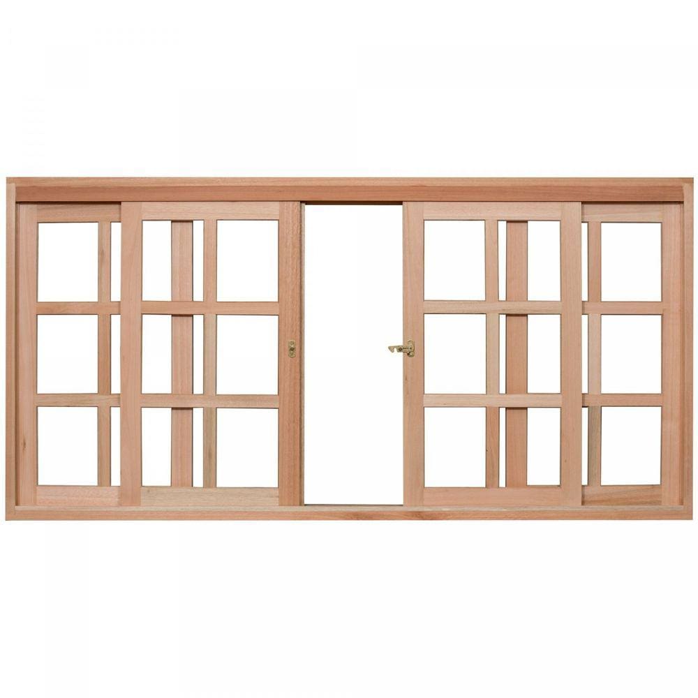 Janela de Madeira de Correr 120x160cm Com Caixilho 9,4cm EWK 394 Rondosul Marroml