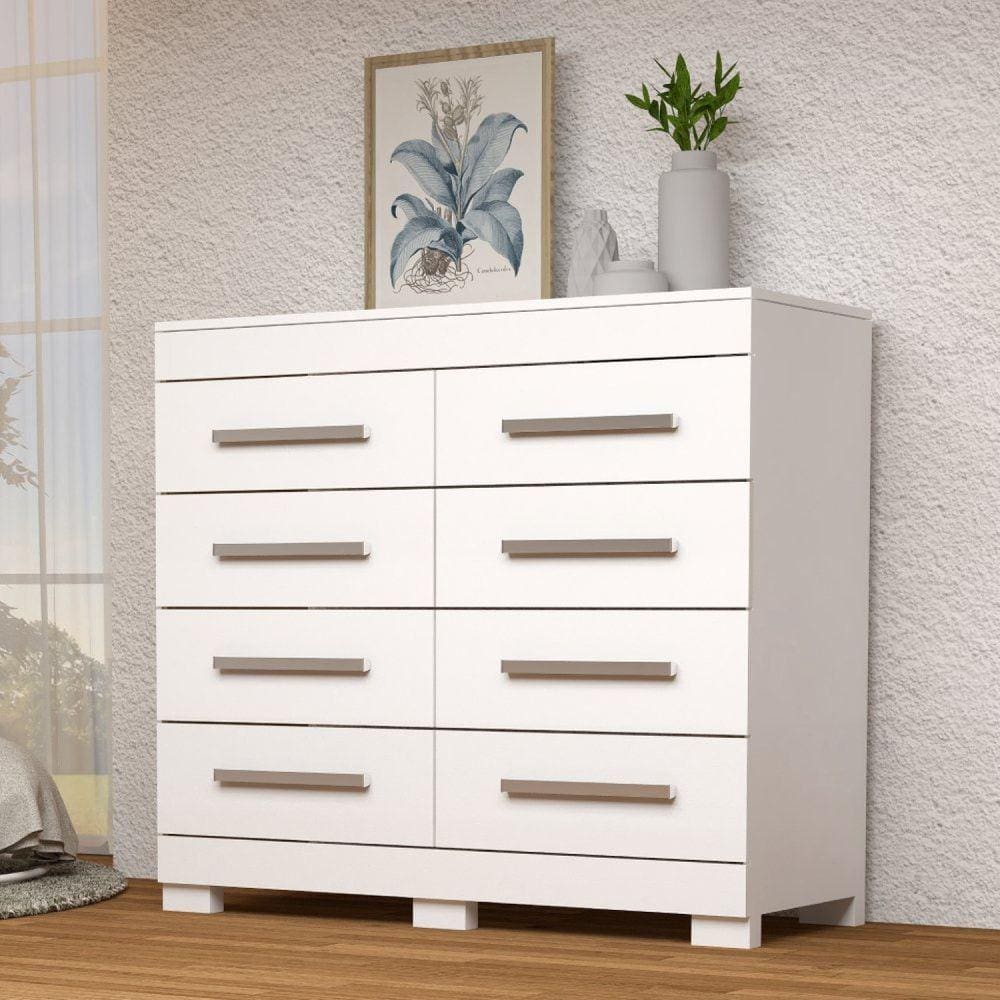 Cômoda 8 Gavetas 100% MDF Lantana Espresso Móveis Branco