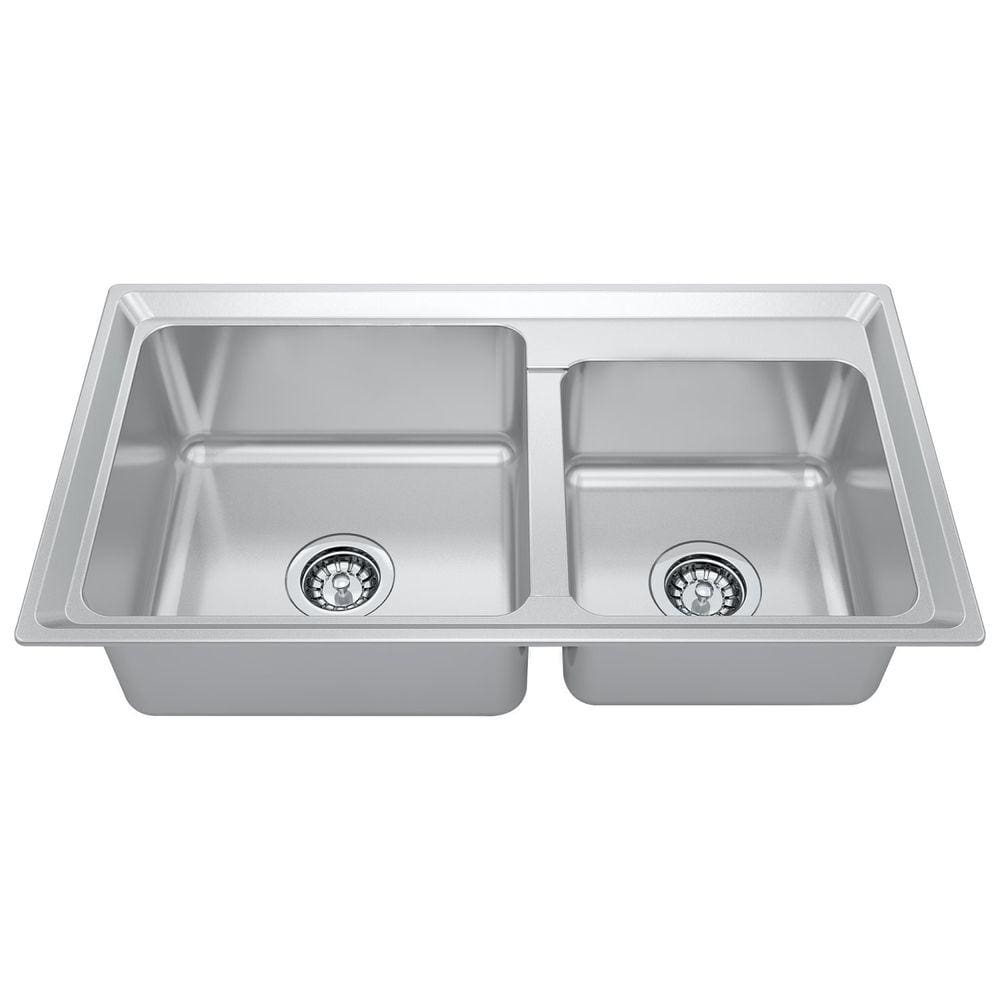 Cuba para Cozinha Gourmet Pia Dupla Aço Inox 79x43x21cm Acetinado GhelPlus Inox
