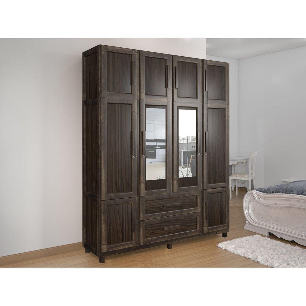 Guarda-roupa Casal com Espelho 10 Portas 2 Gavetas Maceió Imbuia Marroml