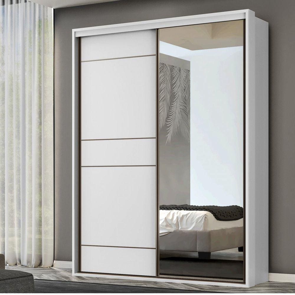 Guarda-Roupa Solteiro 2 Portas 3 Gavetas Qualita Branco