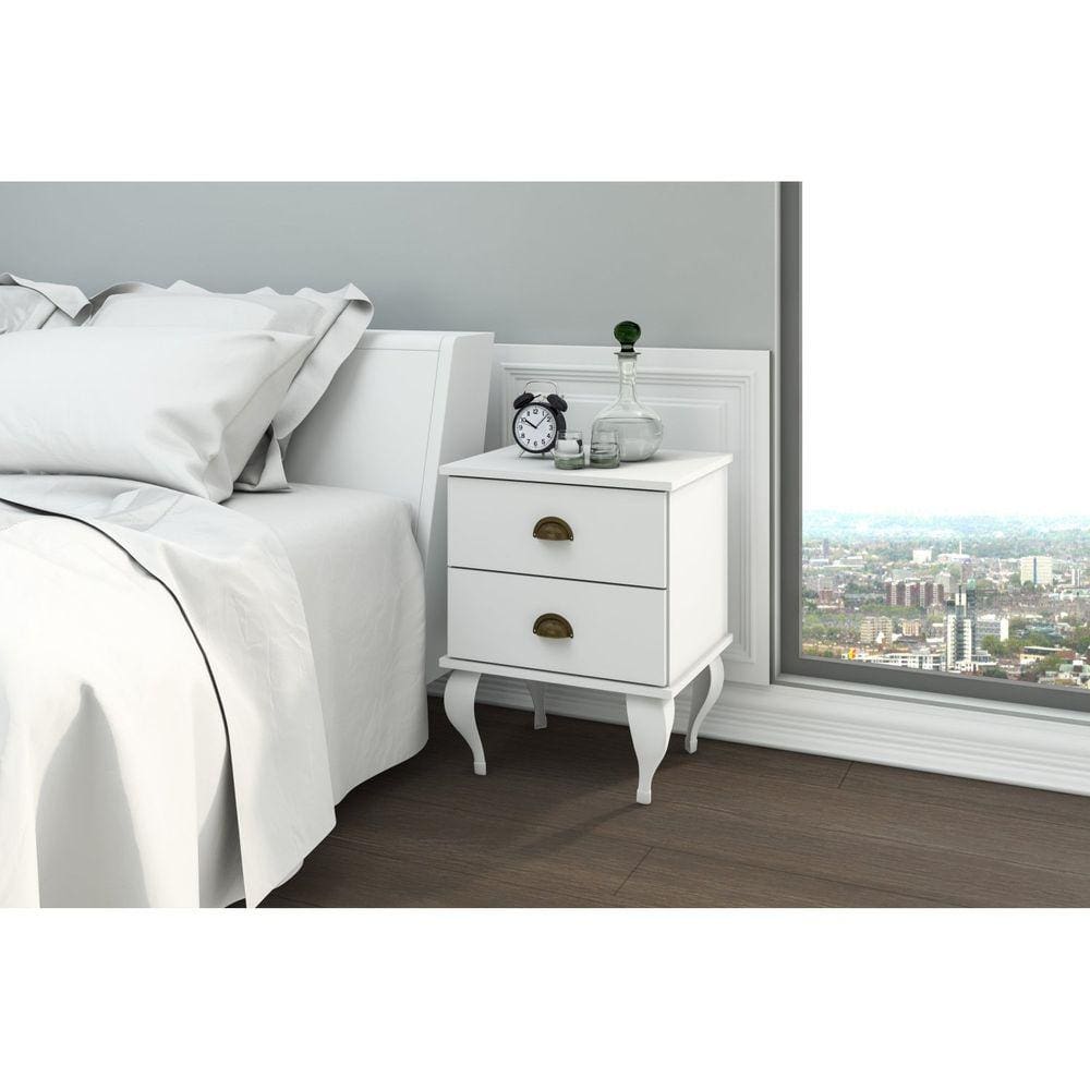 Mesa de Cabeceira 2 Gavetas Movelbento Branco