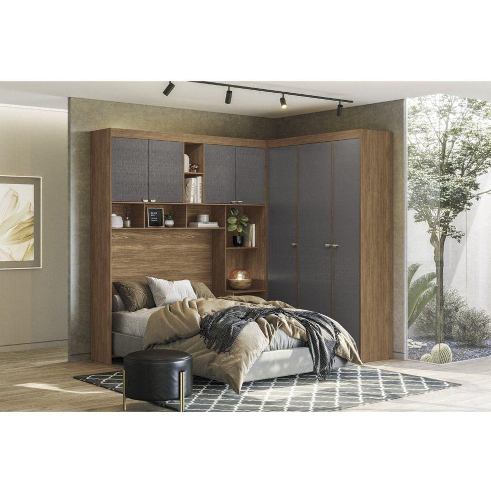 Guarda-roupa Modulado Casal Lugano Jatobá/Grafite