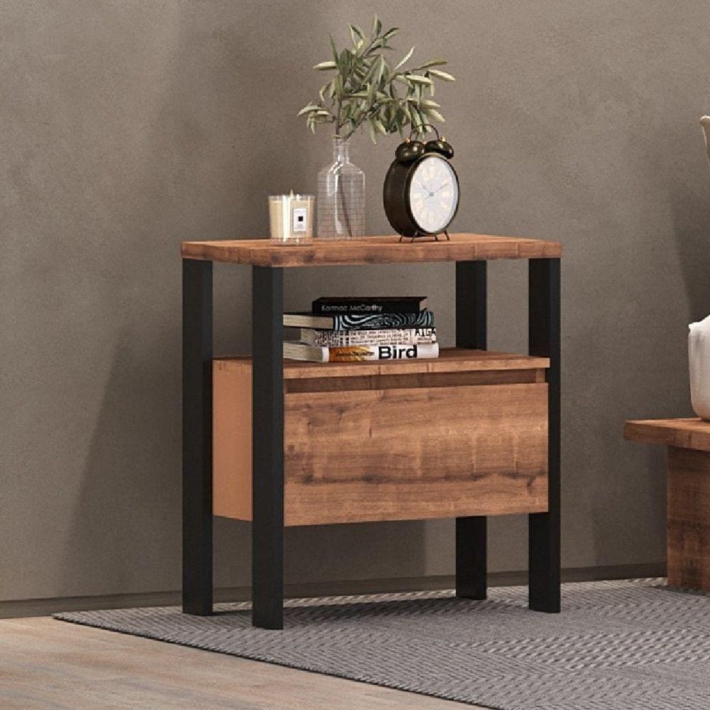 Mesa de Cabeceira Industrial 1 Gaveta M122 Foscarini Preto/Solanum
