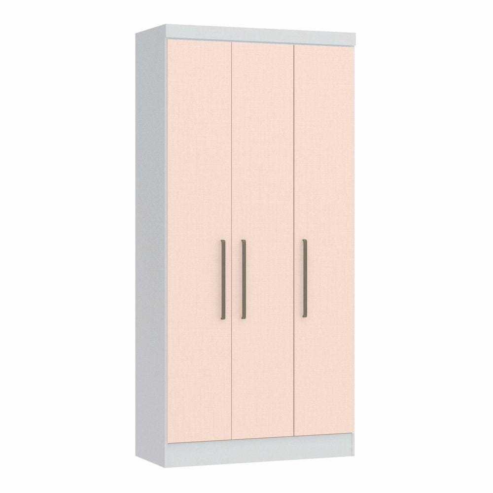 Guarda Roupa Modulado 3 Portas 2 Gavetas Infinity Móveis Castro Branco Line/Blush Line