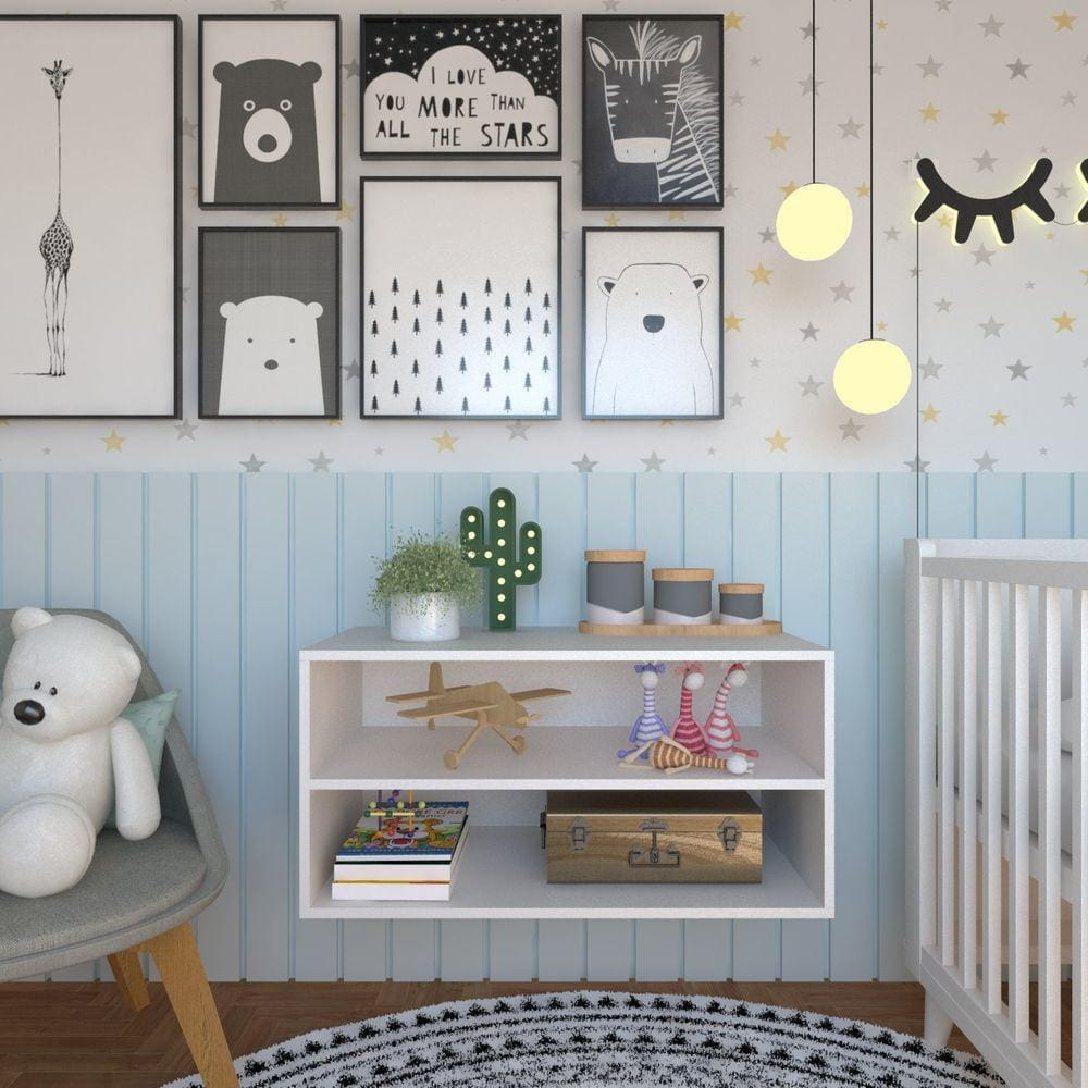 Nicho com Prateleira Quarto Infantil Bramov Móveis Branco