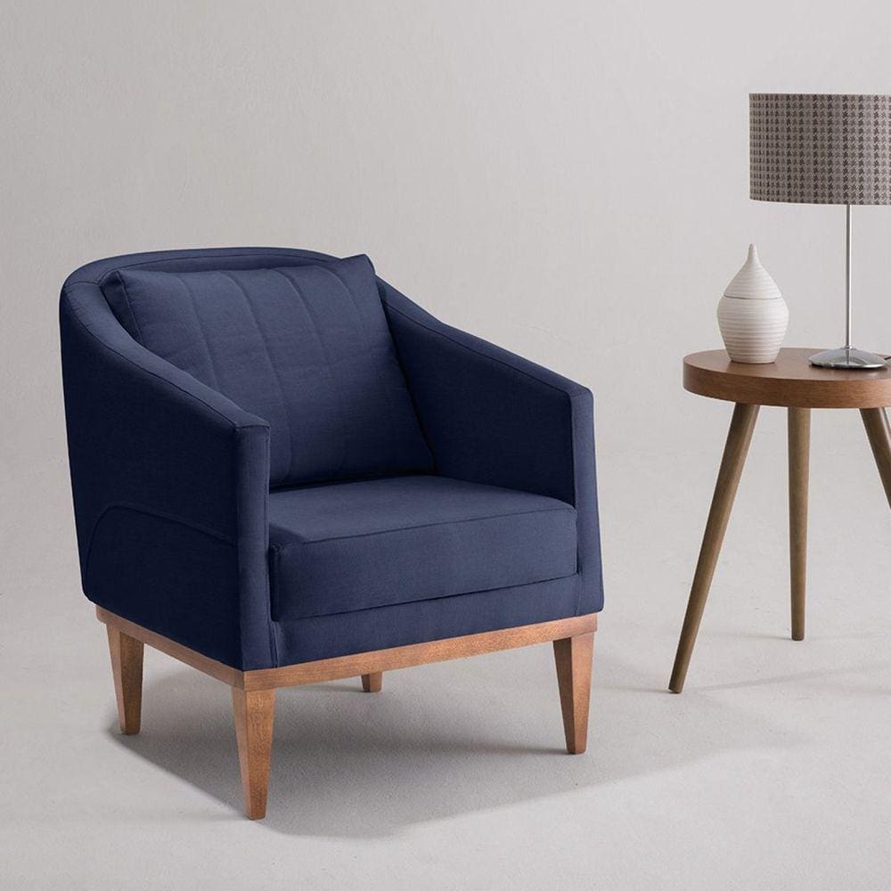 Poltrona Pés Marroml Agatha Sofani Azul/Marroml