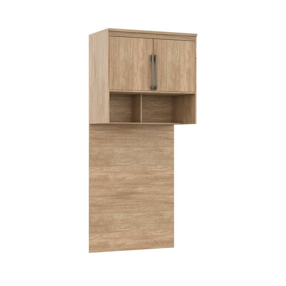 Módulo Aéreo com Painel para Cama Solteiro 2 Portas 2 Nichos Belmax Carvalho