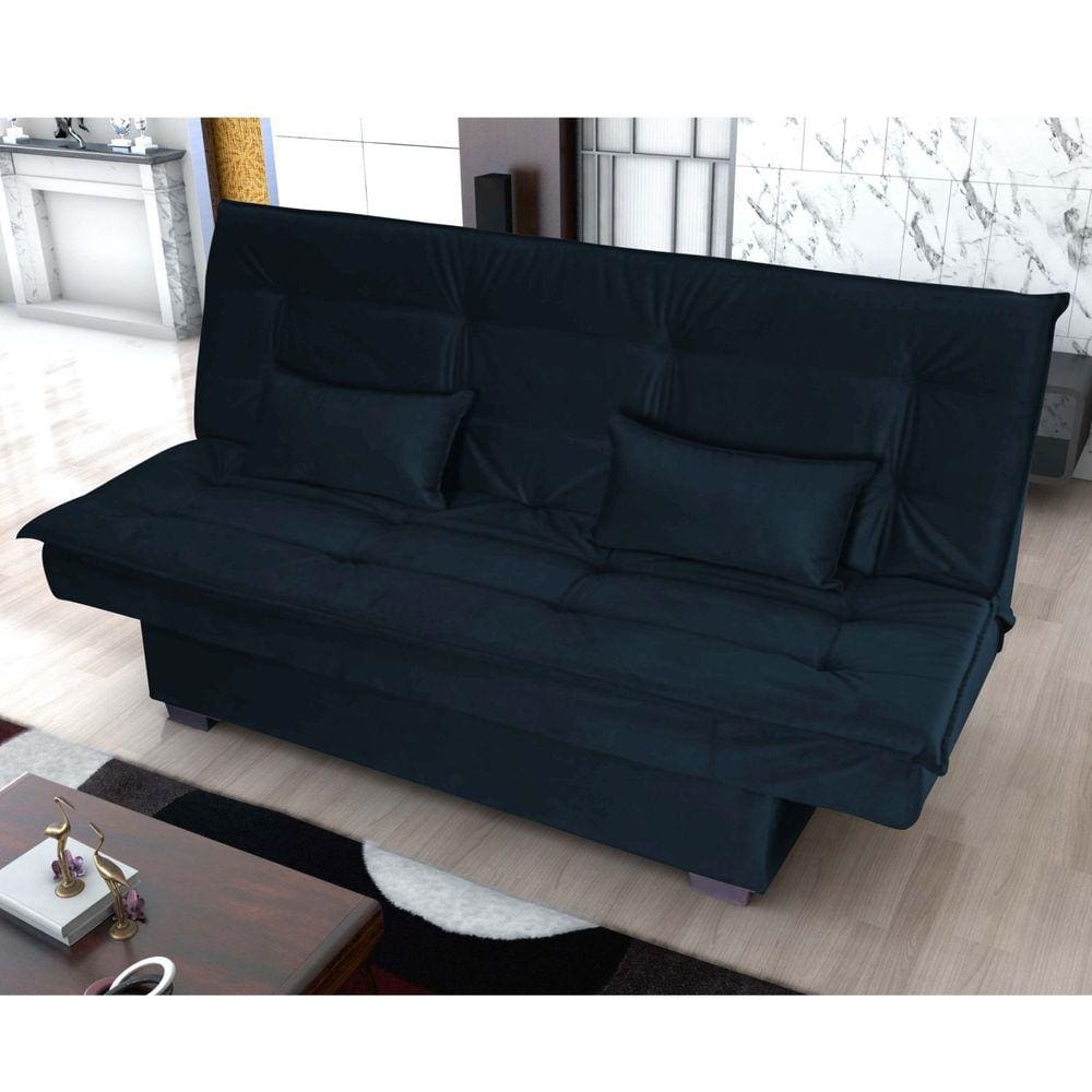 Sofá Cama 3 Lugares Esmeralda Cinza