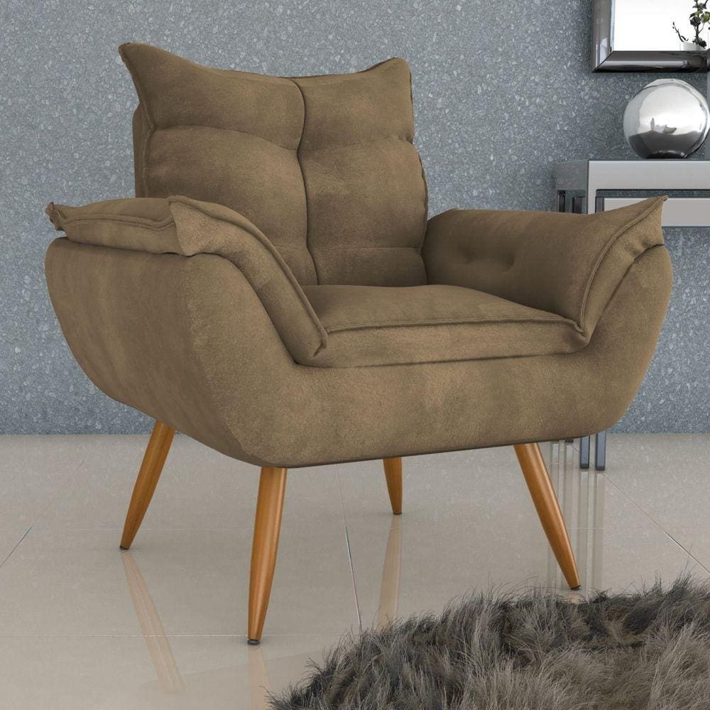 Poltrona para Sala de Estar Tóquio Matrix Veludo/Turkey Bege