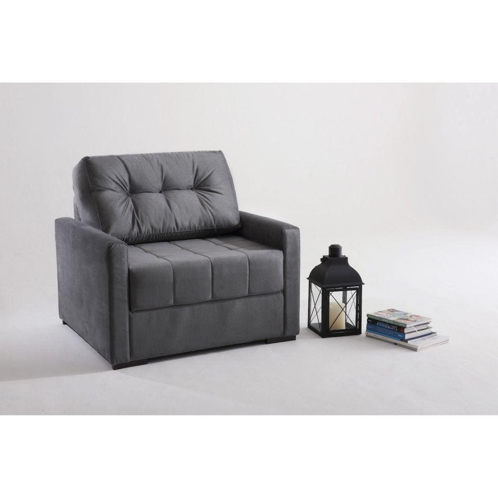 Sofá Cama Uno em Linho 100cm Murilo Cinza