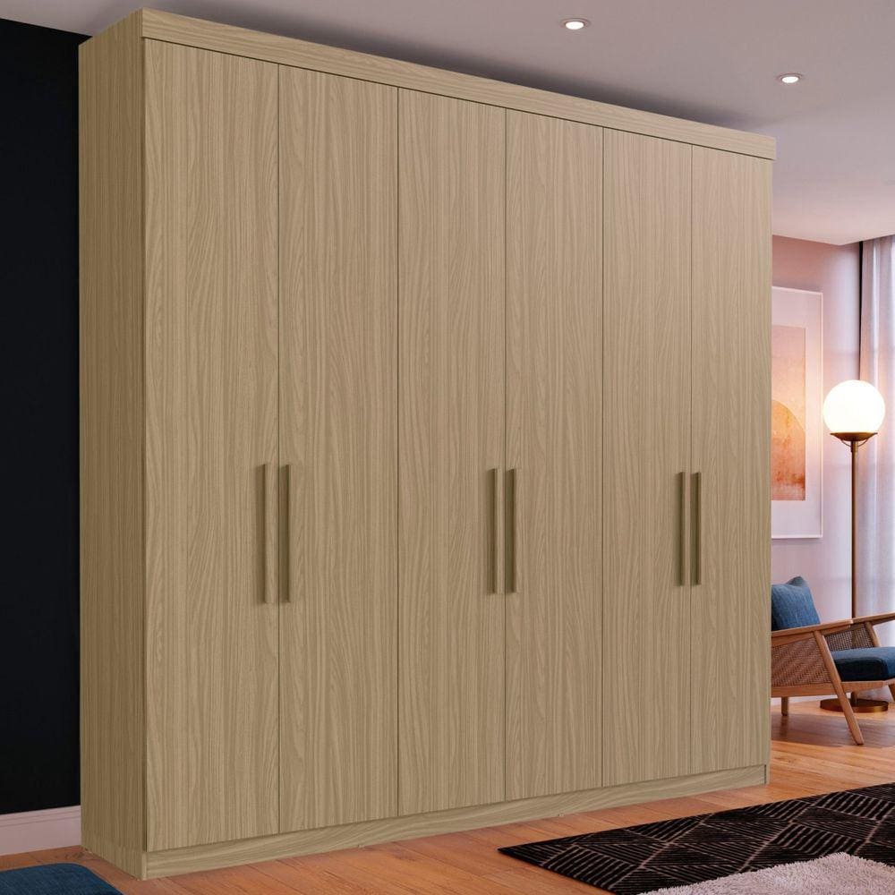 Guarda Roupa Casal 6 Portas 2 Gavetas Bélgica Edez Cedro