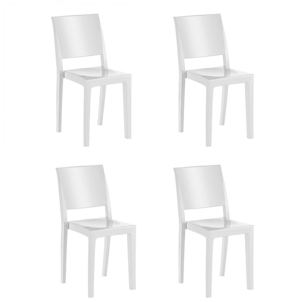 Kit 4 Cadeiras em Polipropileno Hydra Plus Cristal Uz Kappesberg Branco