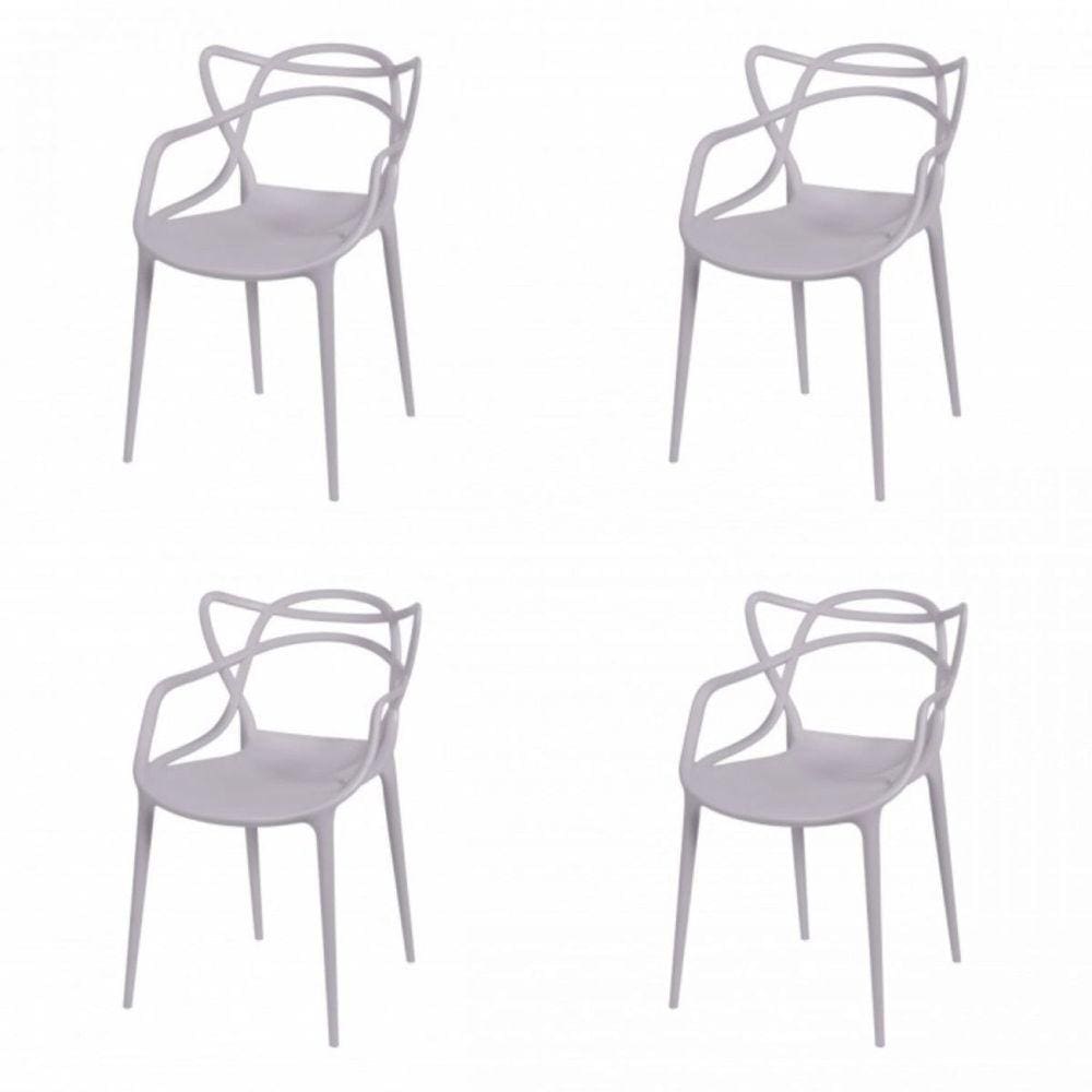 Kit 4 Cadeiras Allegra Solna OR Design  Cinza