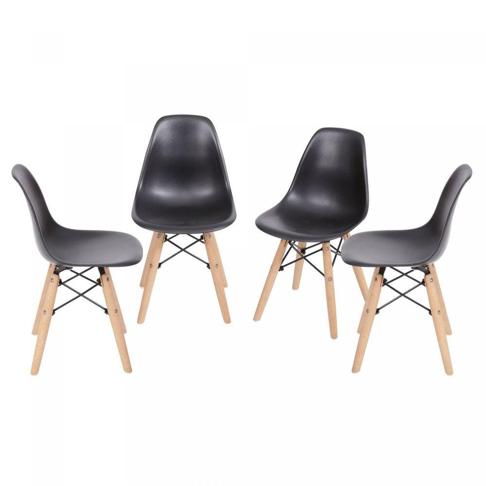 Kit 4 Cadeiras Base Madeira Eames Dkr OR Design Preto