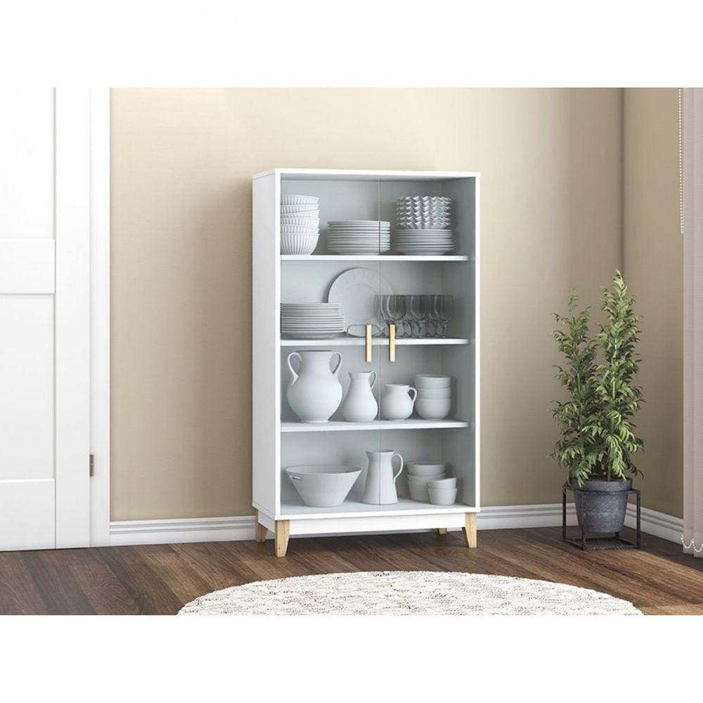 Cristaleira 2 Portas 70cm Legno Movelbento Branco