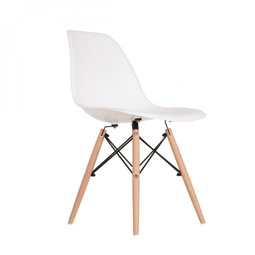 Cadeira Base em Madeira e Aço Eames Branco