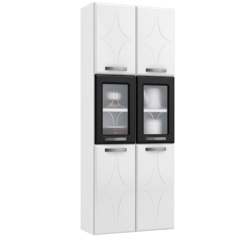 Paneleiro Duplo 2 Portas de Vidro Portas Rubi Telasul Branco/Preto
