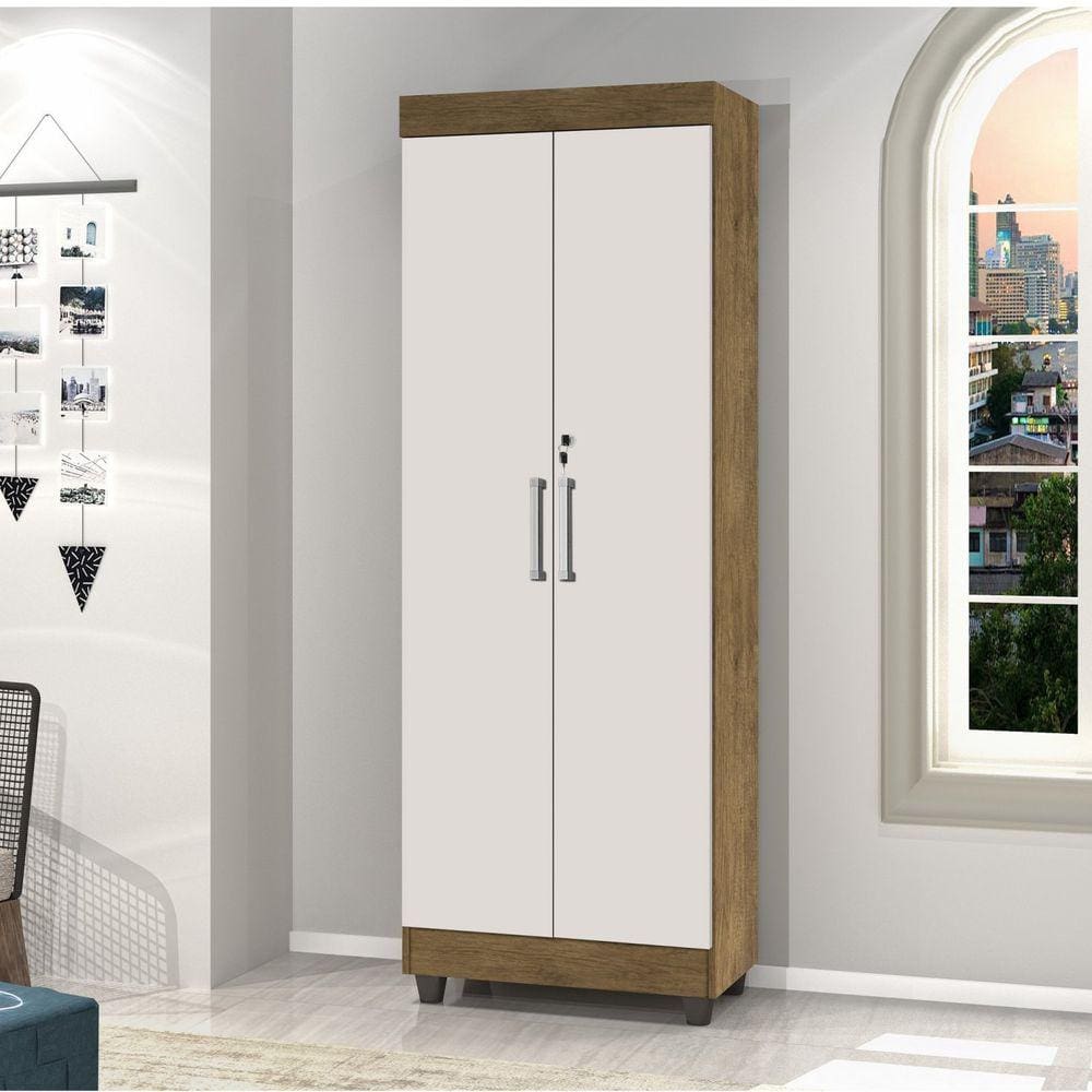 Armário Multiuso 2 Portas com Chaves Texas J&A Móveis Jequitibá/Off White