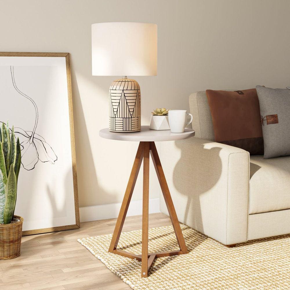 Mesa Lateral Classic Tebarrot Off White/Amêndoa