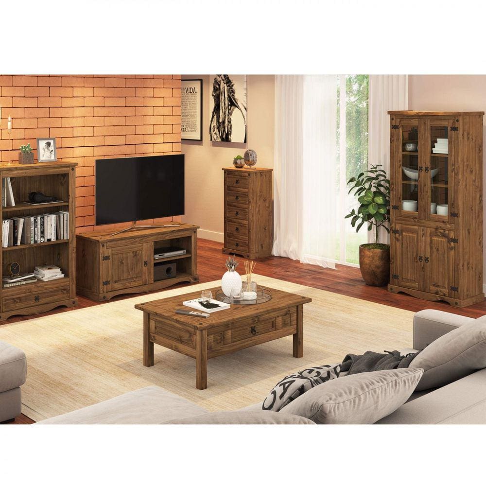 Cristaleira Armário 4 Portas Madeira Maciça Rustic Line Cera Xangai