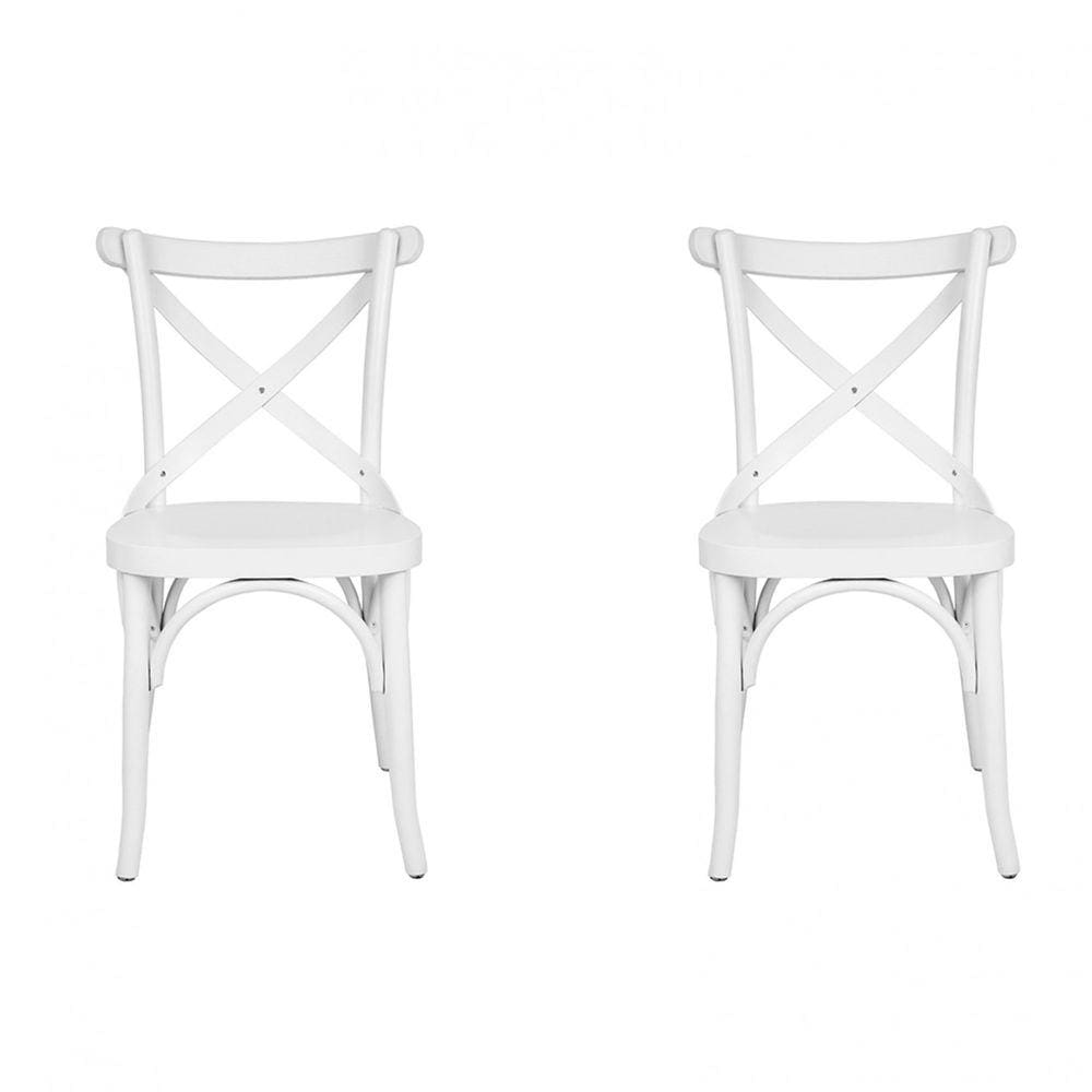 Conjunto 2 Cadeiras Madeira Maciça Tauari Cross X Texas Gamma Móveis Branco