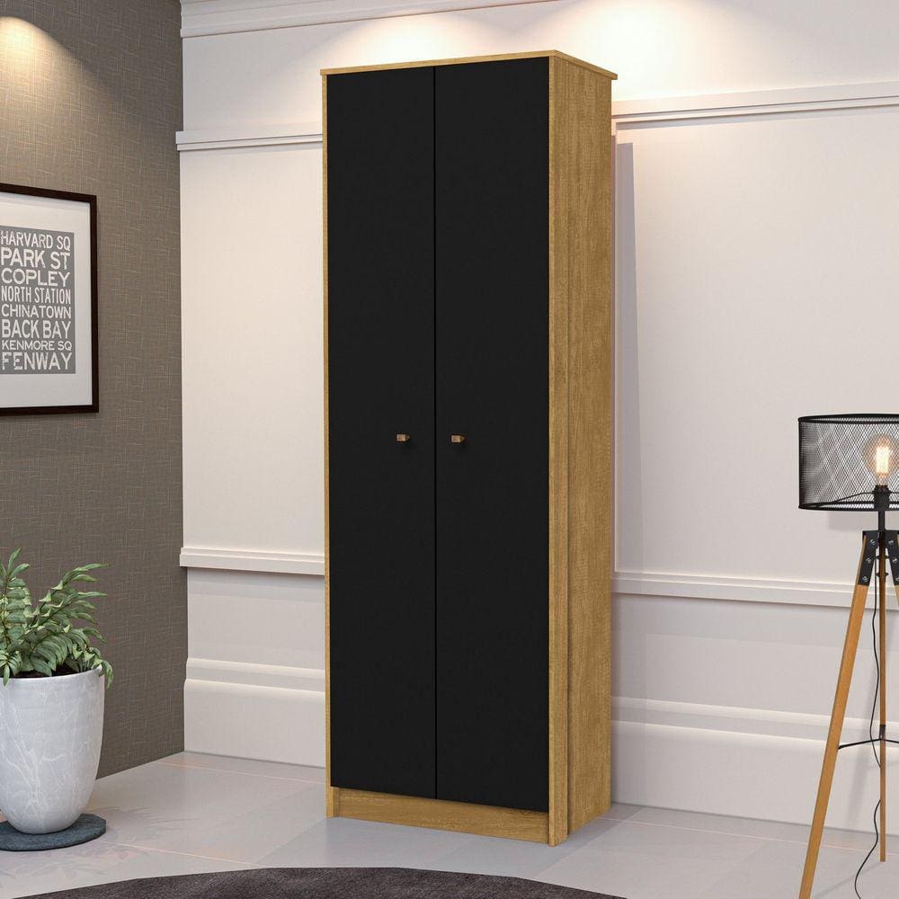 Armário para Escritório Alto 2 Portas Office J&A Móveis Marrom/Preto
