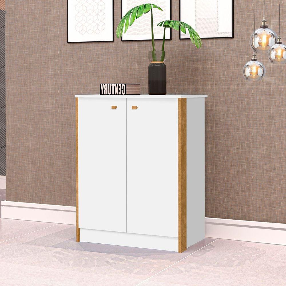 Armário para Escritório Baixo 2 Portas Office J&A Móveis Branco/Marrom