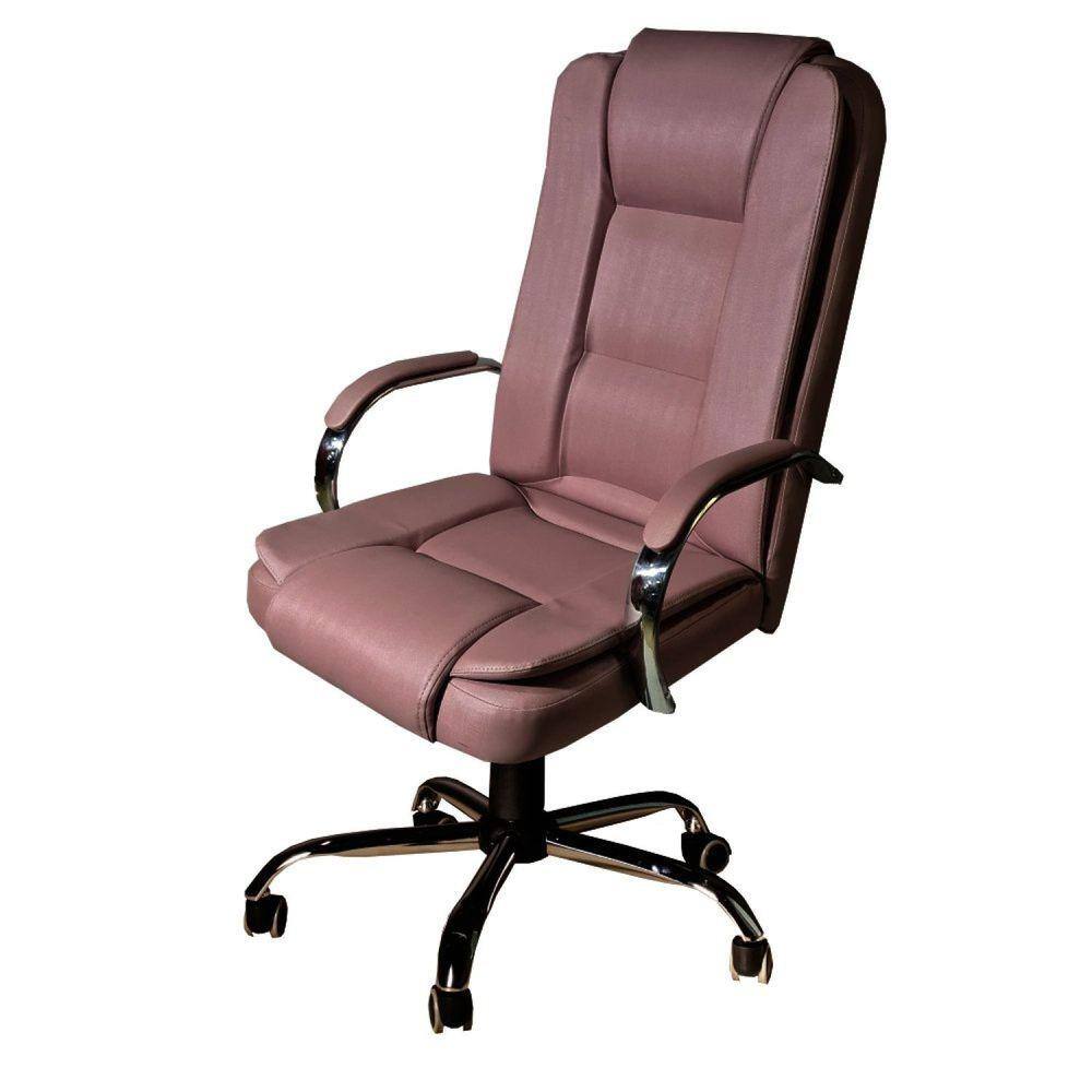 Cadeira de Escritório Presidente em Sintético Base Cromada Euro Ergo Decor Rose