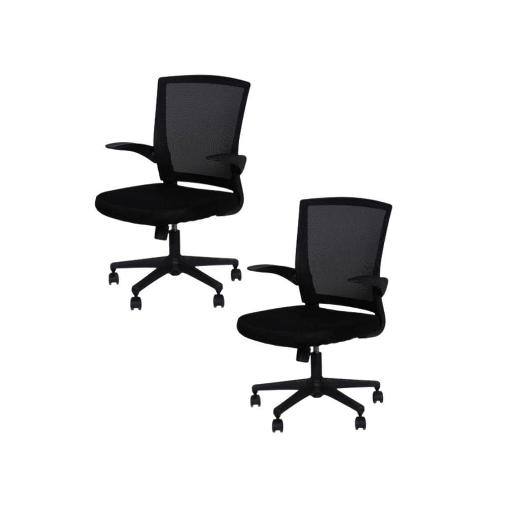 Kit 2 Cadeiras para Escritório Diretor Giratória Milão 3314 Or Design Preto