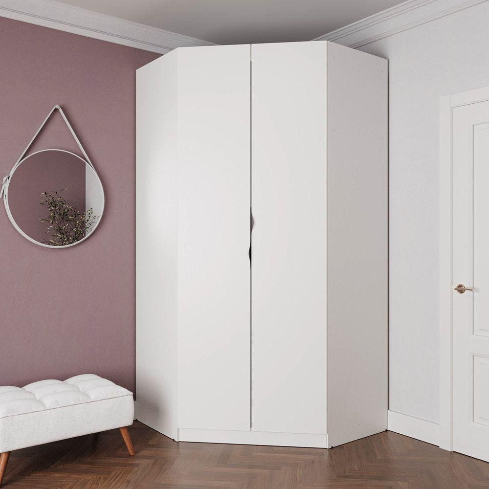 Guarda Roupa de Canto Closet Modular 6 Prateleiras Hera CabeCasa MadeiraMadeira Branco Geada