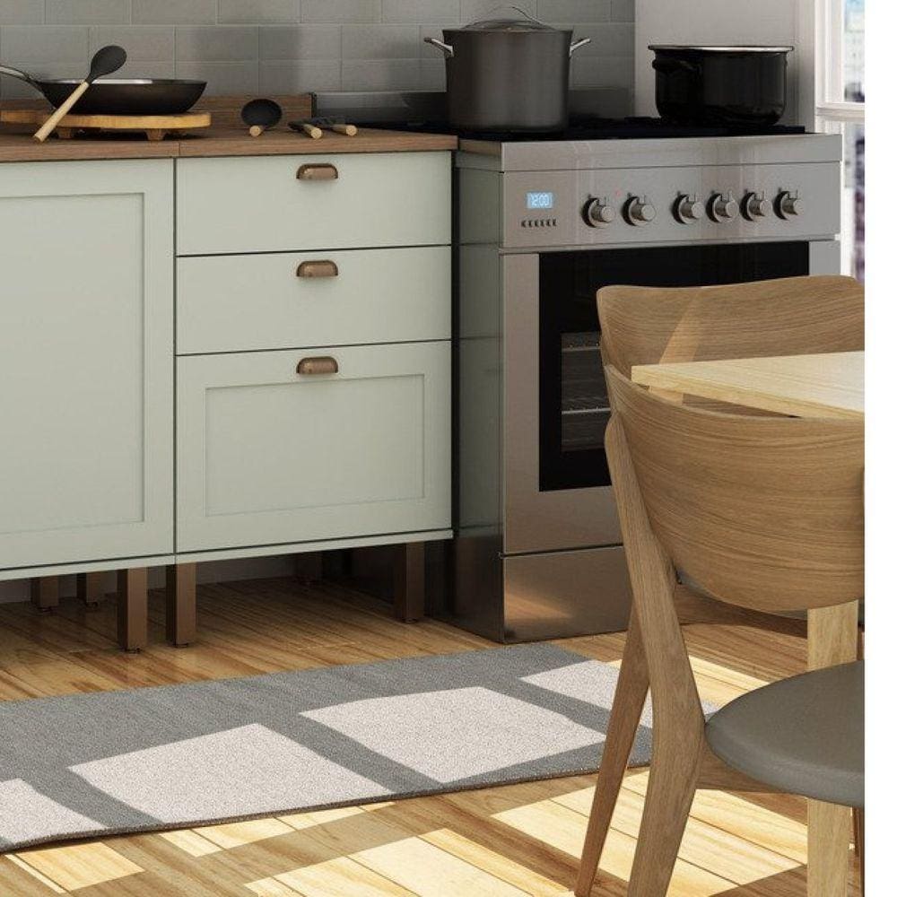 Balcão para Cozinha 3 Gavetas sem Tampo Iluminata Genialflex Verde Mint