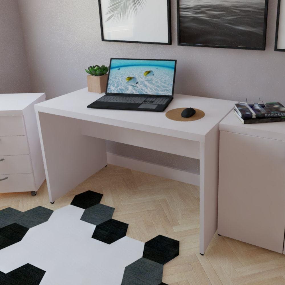 Mesa para Escritório 140cmx60cm 40mm Bramov Móveis Branco