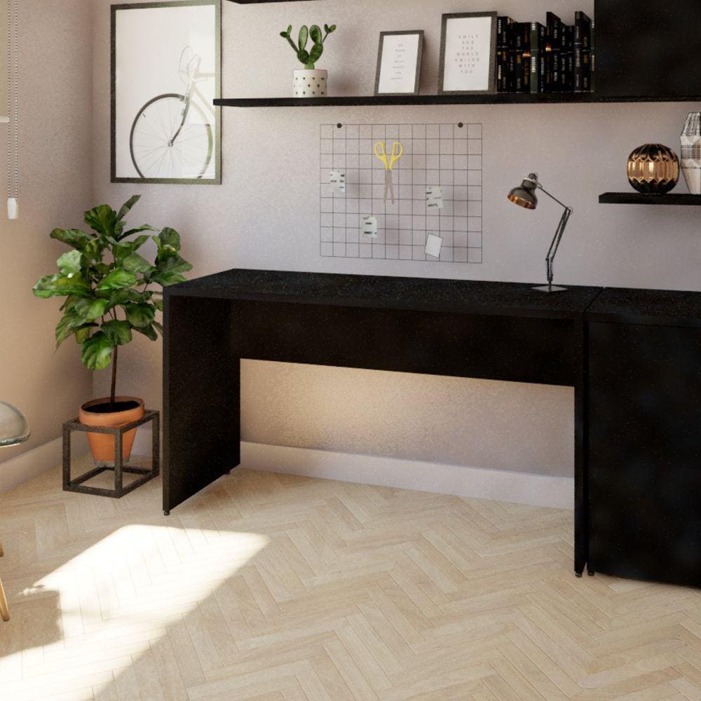 Mesa para Escritório 160cmx47cm 25mm Bramov Móveis Preto