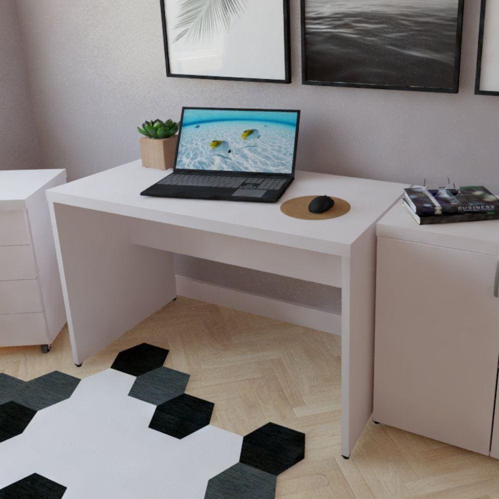 Mesa para Escritório 160cmx60cm 40mm Bramov Móveis Branco