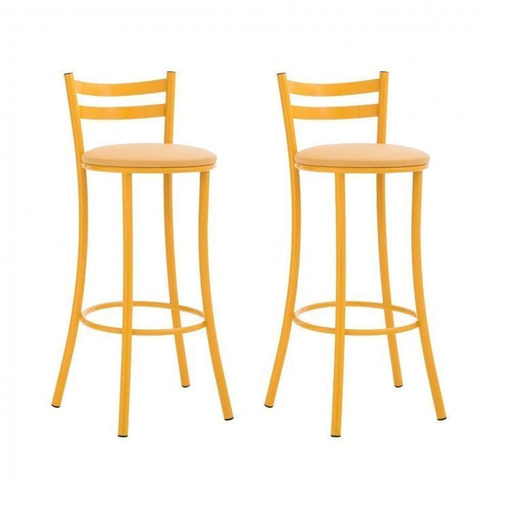 Kit 2 Banquetas Alta 17 Unimóvel Amarelo