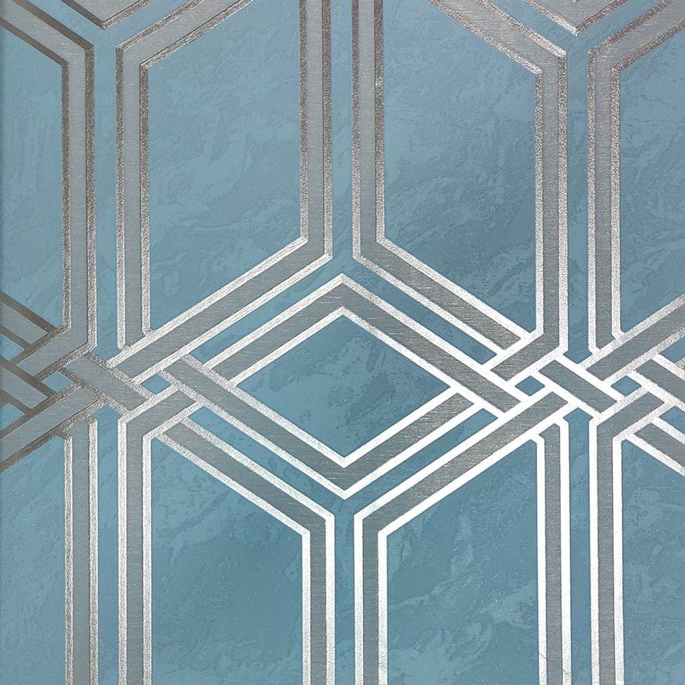 Papel de Parede White Swan Geométrico Azul WS100003R