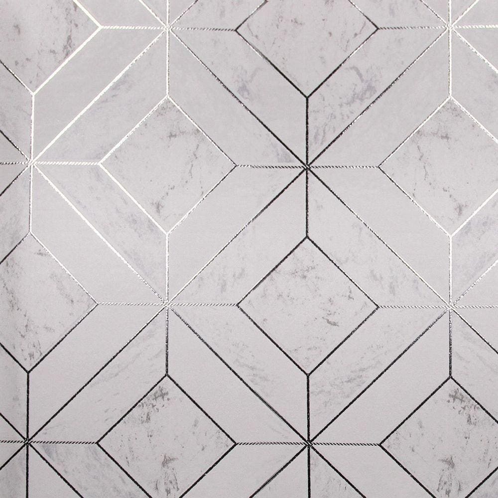 Papel de Parede White Swan Geométrico Cinza WS100701R