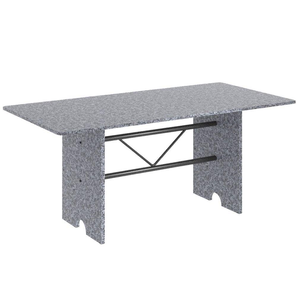 Mesa para Cozinha 180x75cm Tampo Granito Soma Móveis Martelado Prata/Ocre
