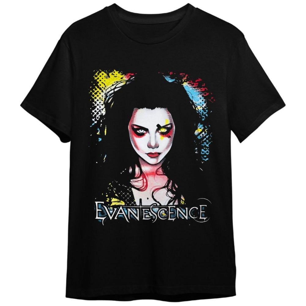 Camiseta Evanescence Preta Unissex 100% Algodão Adulto e Infantil