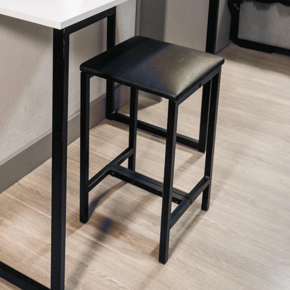 Banqueta Baixa em Aço/Courino Slim Yescasa Preto